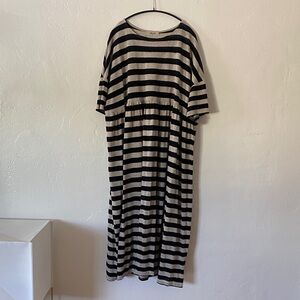 Ichi Antiquites linen striped midi dress